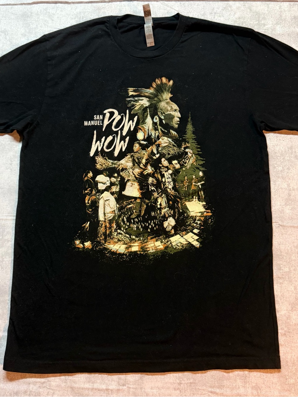 Next Level Apparel Black San Manuel Pow Wow Double-Sided Men's L Crew Neck Tee